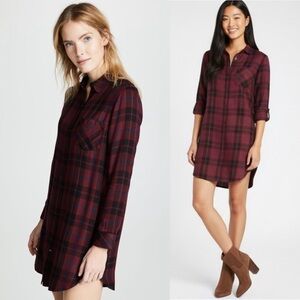Rails Bianca Flannel Shirtdress in Red Black size XS